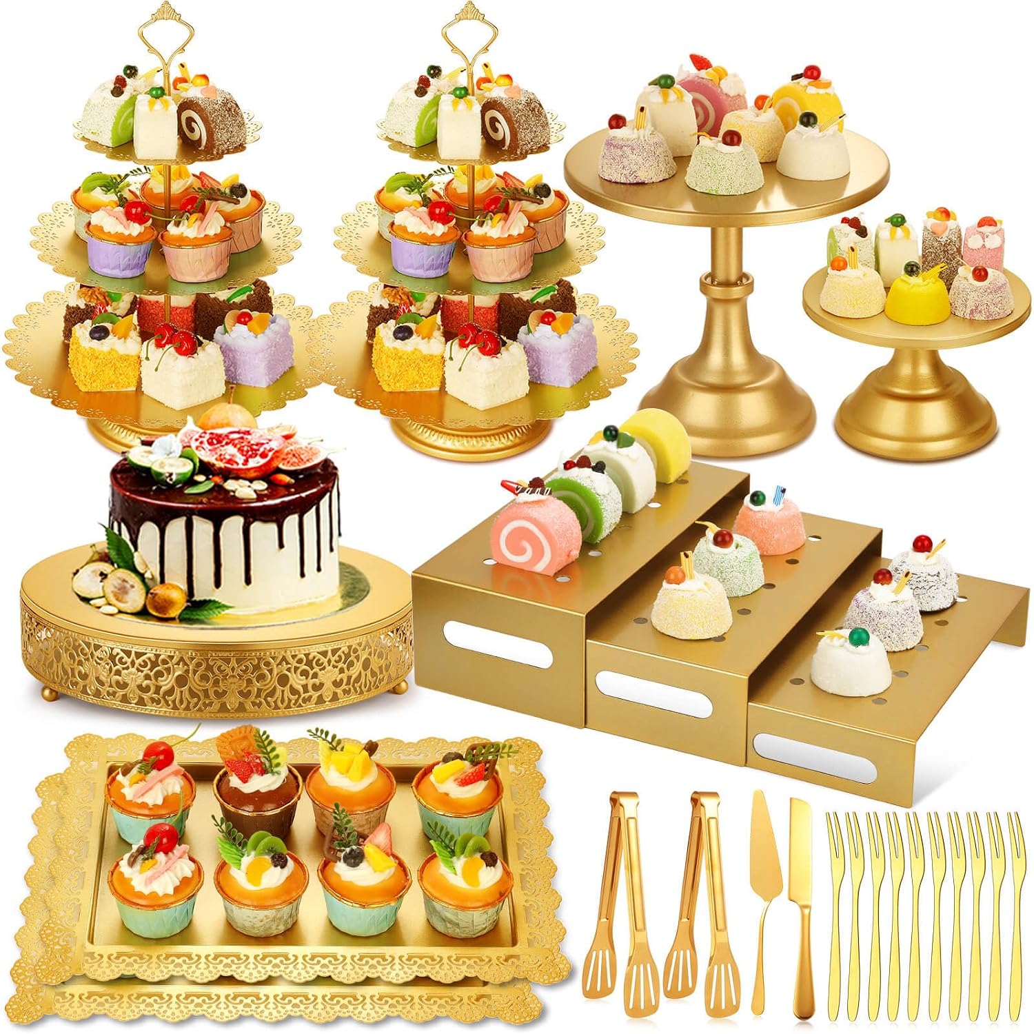 Gold Metal Dessert Table Displ - огляд і ціна Display Risers Set