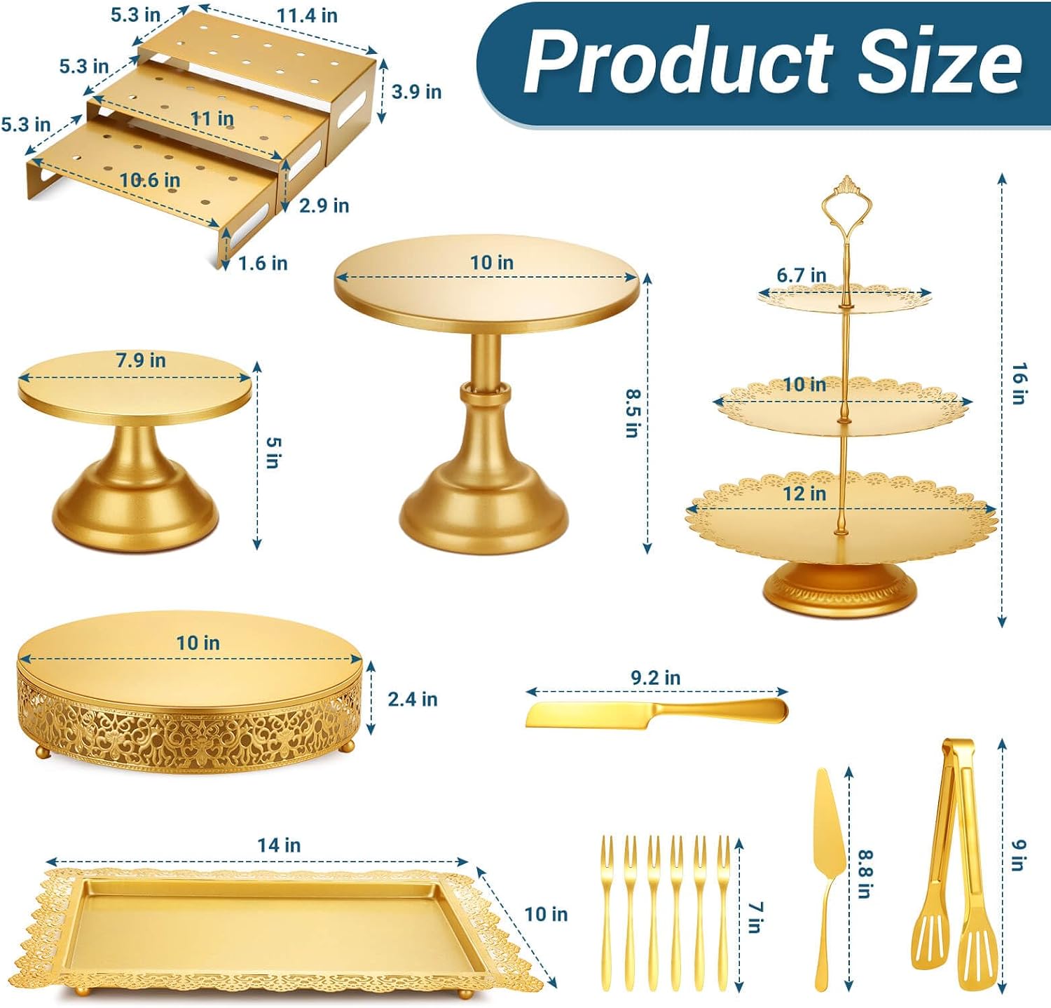 Gold Metal Dessert Table Displ - огляд і ціна Display Risers Set