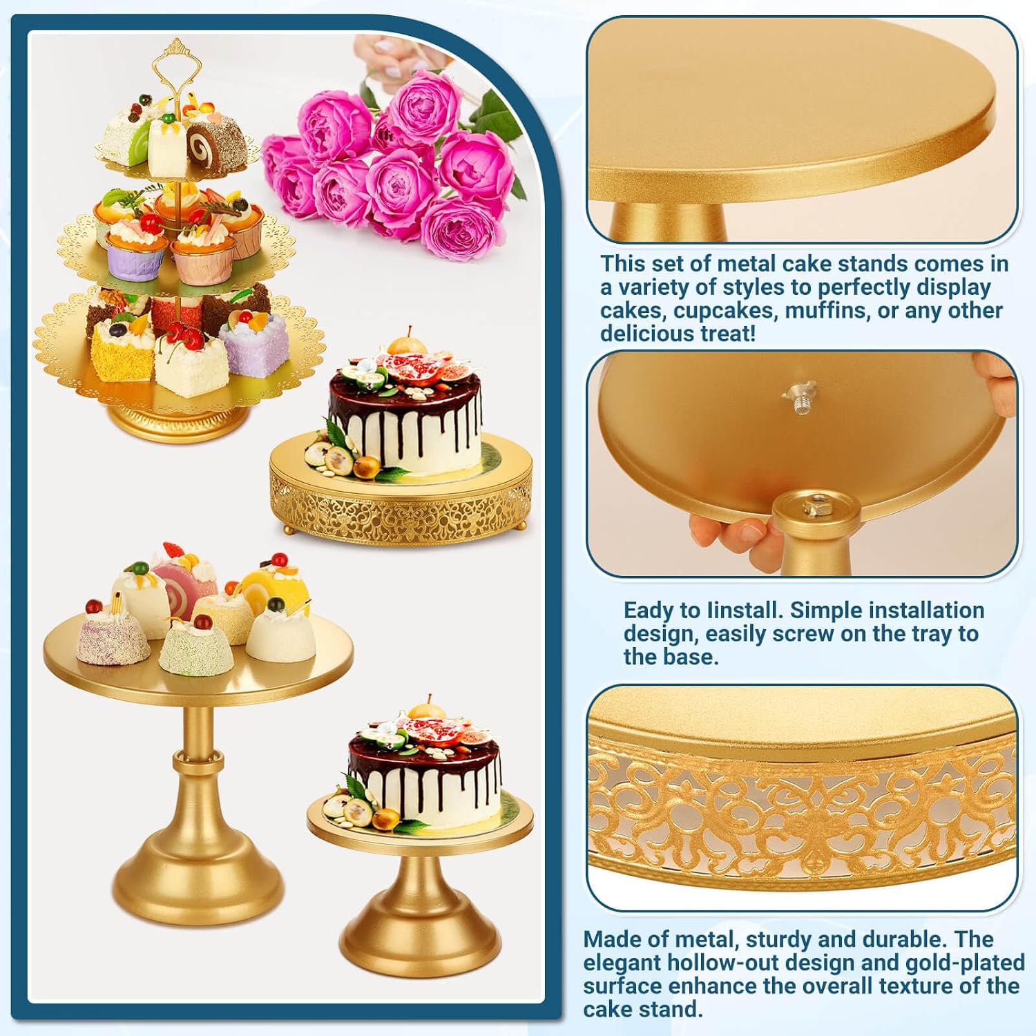 Gold Metal Dessert Table Displ - огляд і ціна Display Risers Set