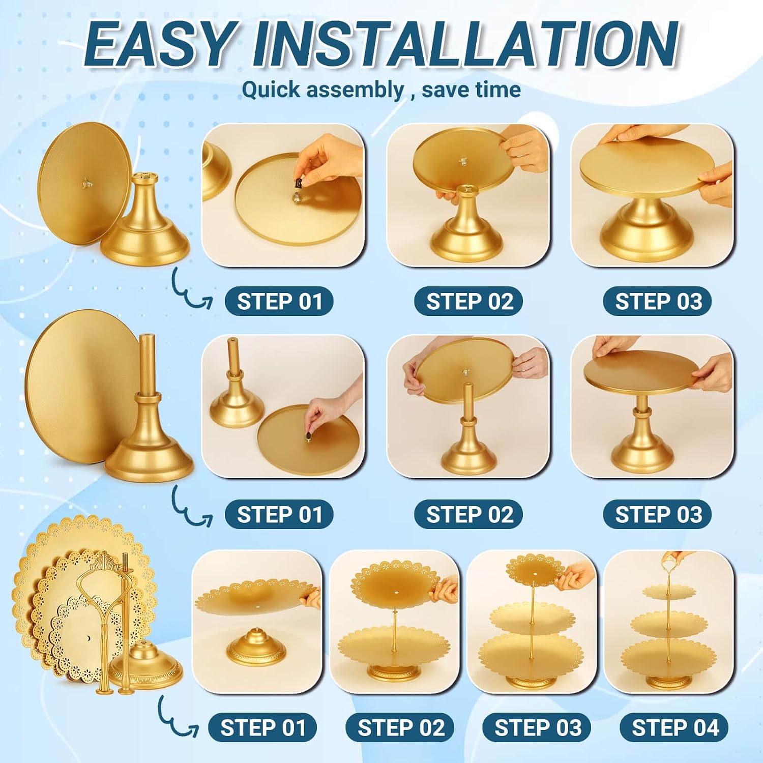 Gold Metal Dessert Table Displ - огляд і ціна Display Risers Set