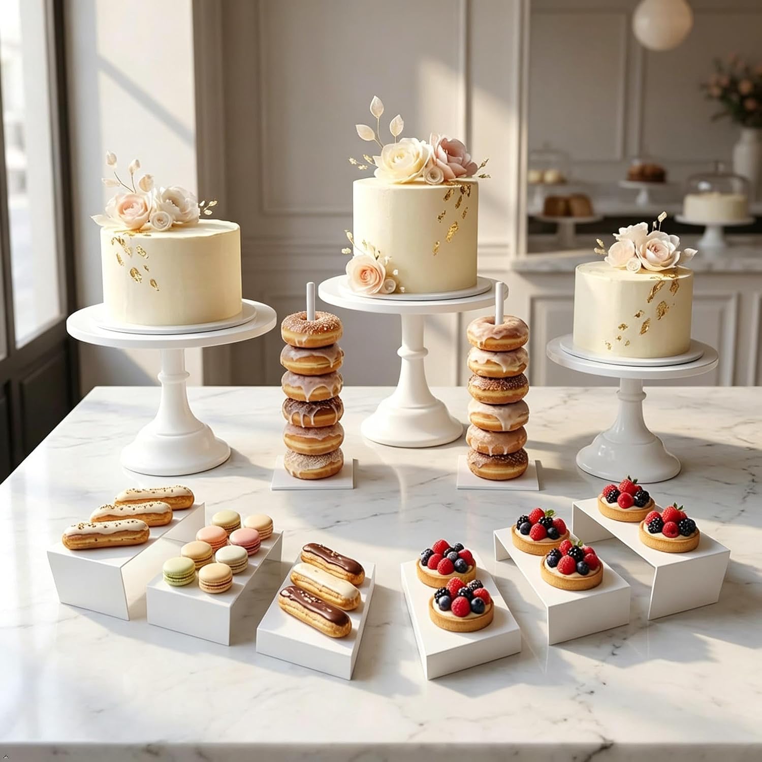 11-Piece Round White Metal Cak - огляд і ціна Display Risers Set