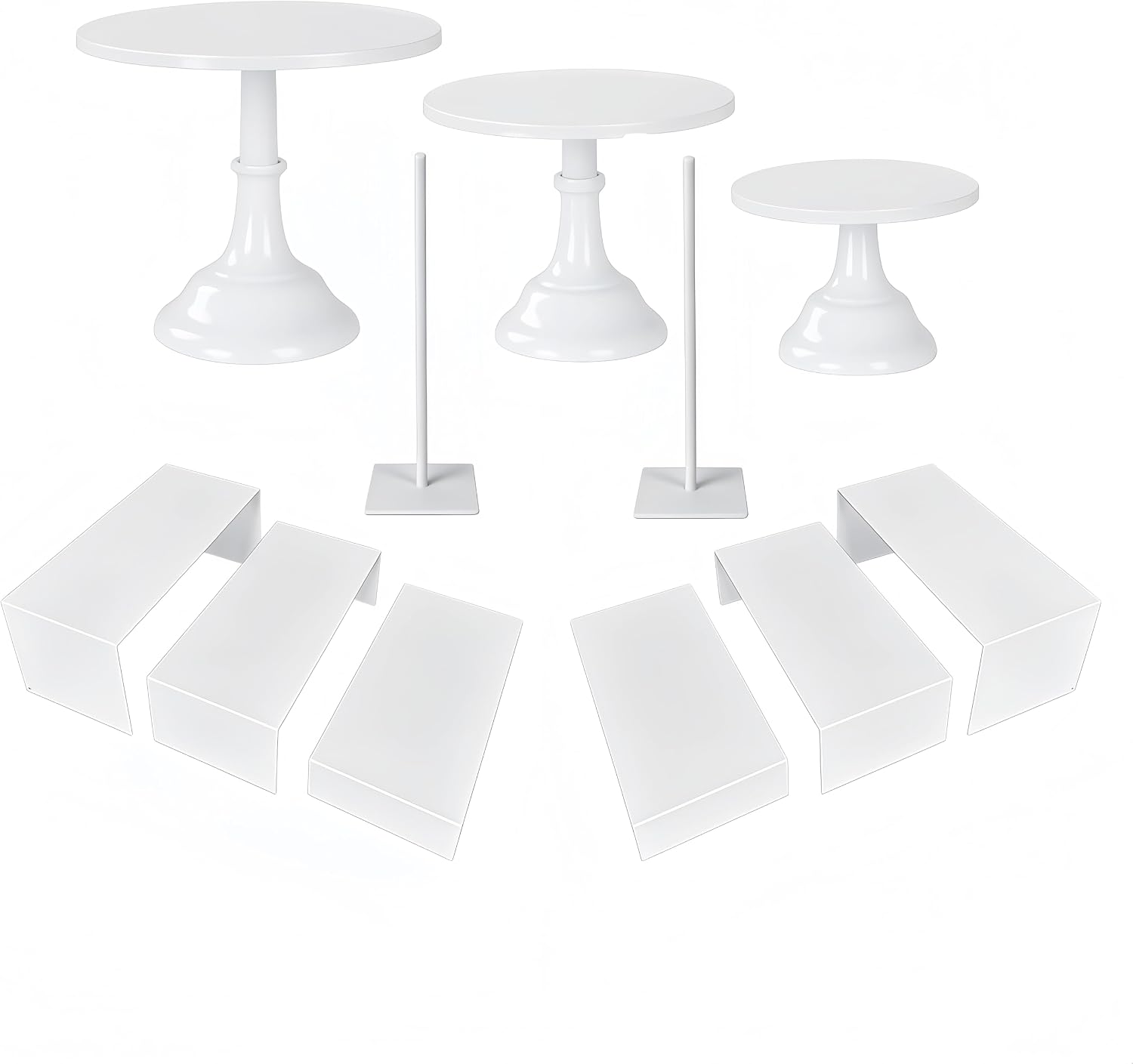 11-Piece Round White Metal Cak - огляд і ціна Display Risers Set