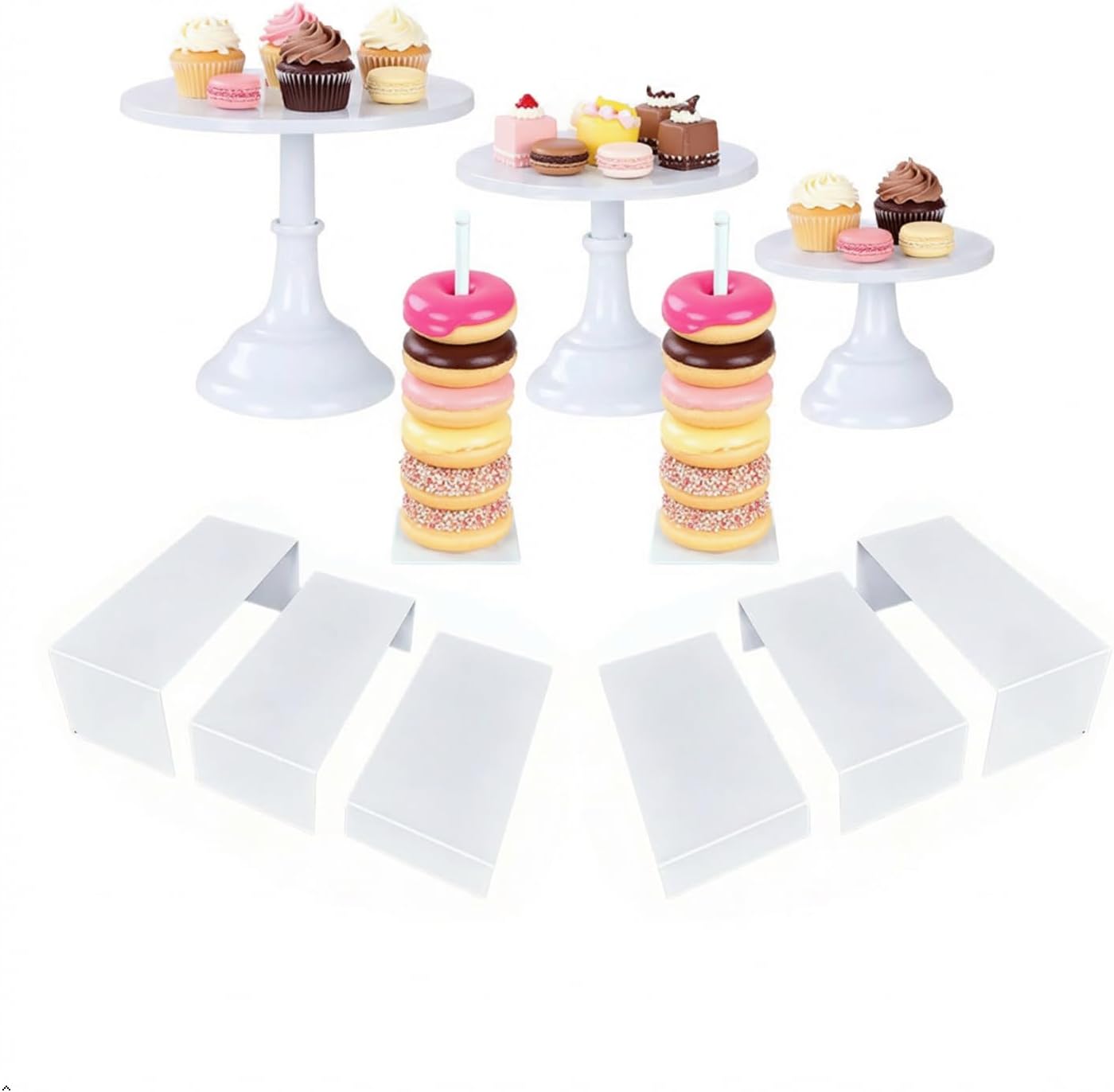 11-Piece Round White Metal Cak - огляд і ціна Display Risers Set